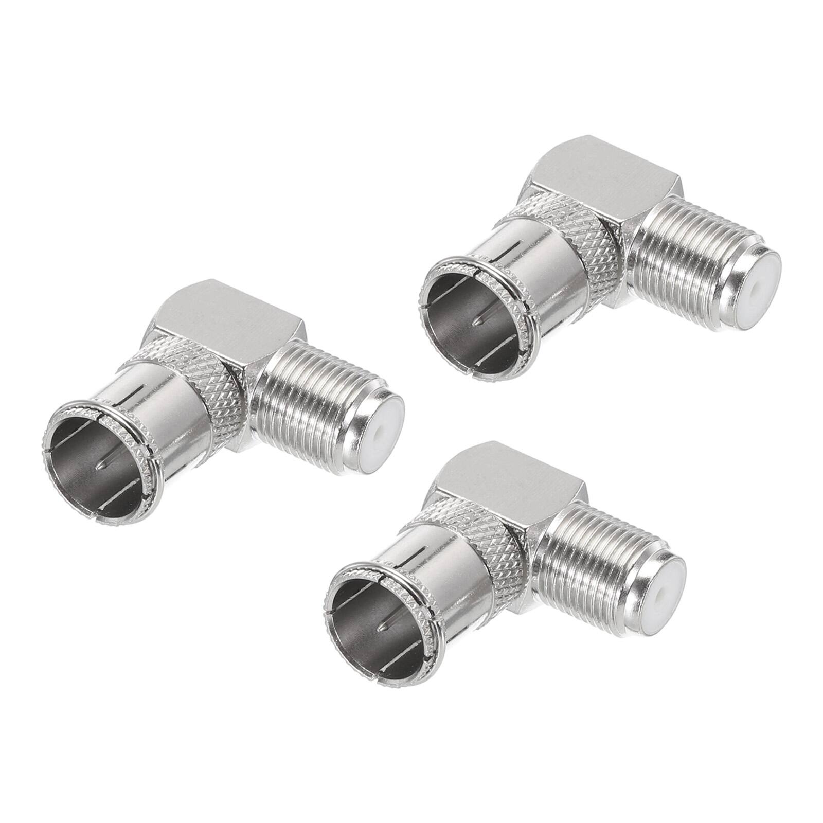 Front. Unique Bargains - 3pcs Right Angle Coax Connector Quick Push-on F Male to F Female 75 Ohm Waterproof for Coax Cable/Wall TV/Cabinet - Silver.