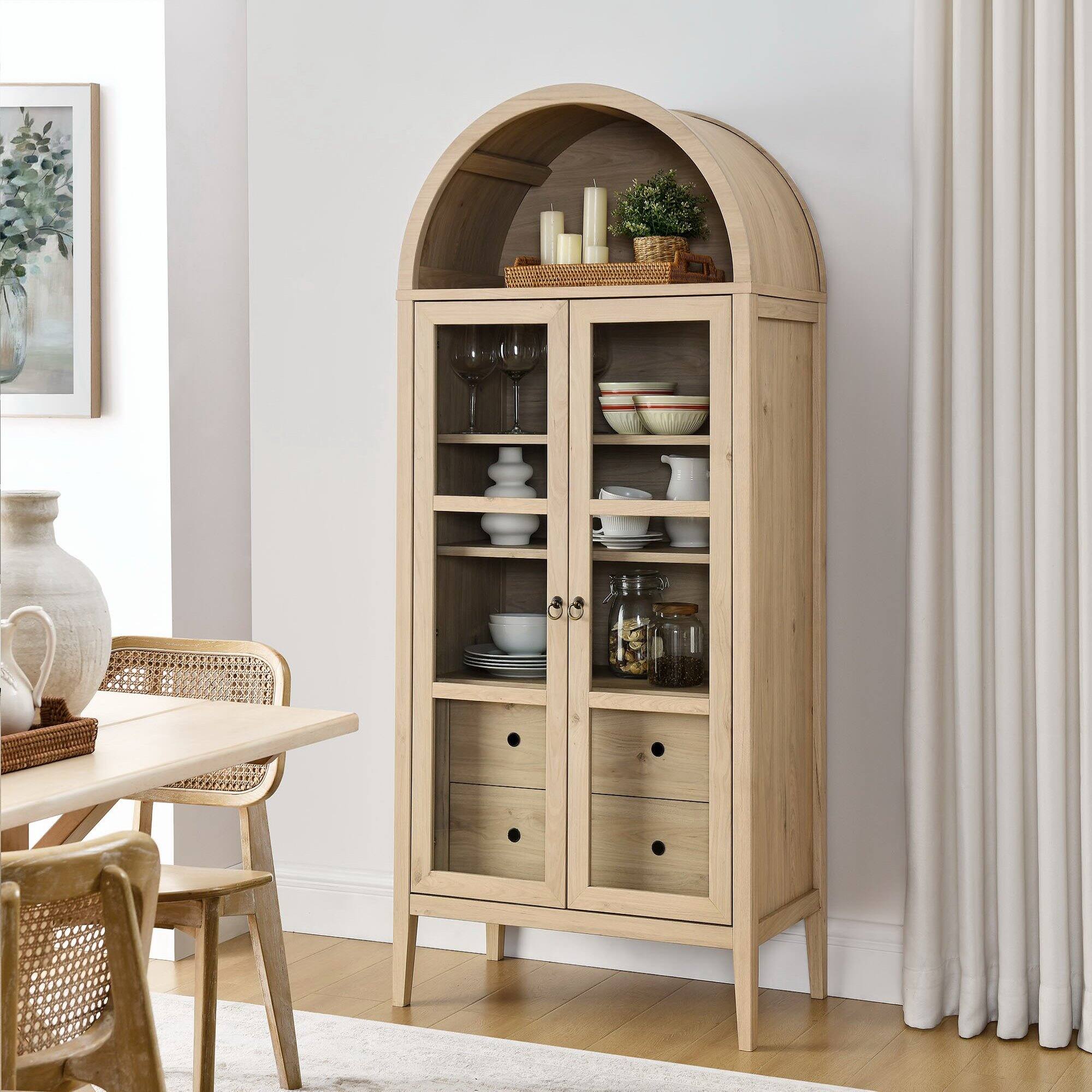 Alt View 1. Modway - Nolan Tall Arched Storage Display Cabinet by Modway - Light Oak.