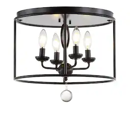 Jonathan Y - Alma 16" Metal LED Flush Mount, Oil Rubbed Bronze - Oil-Rubbed Bronze