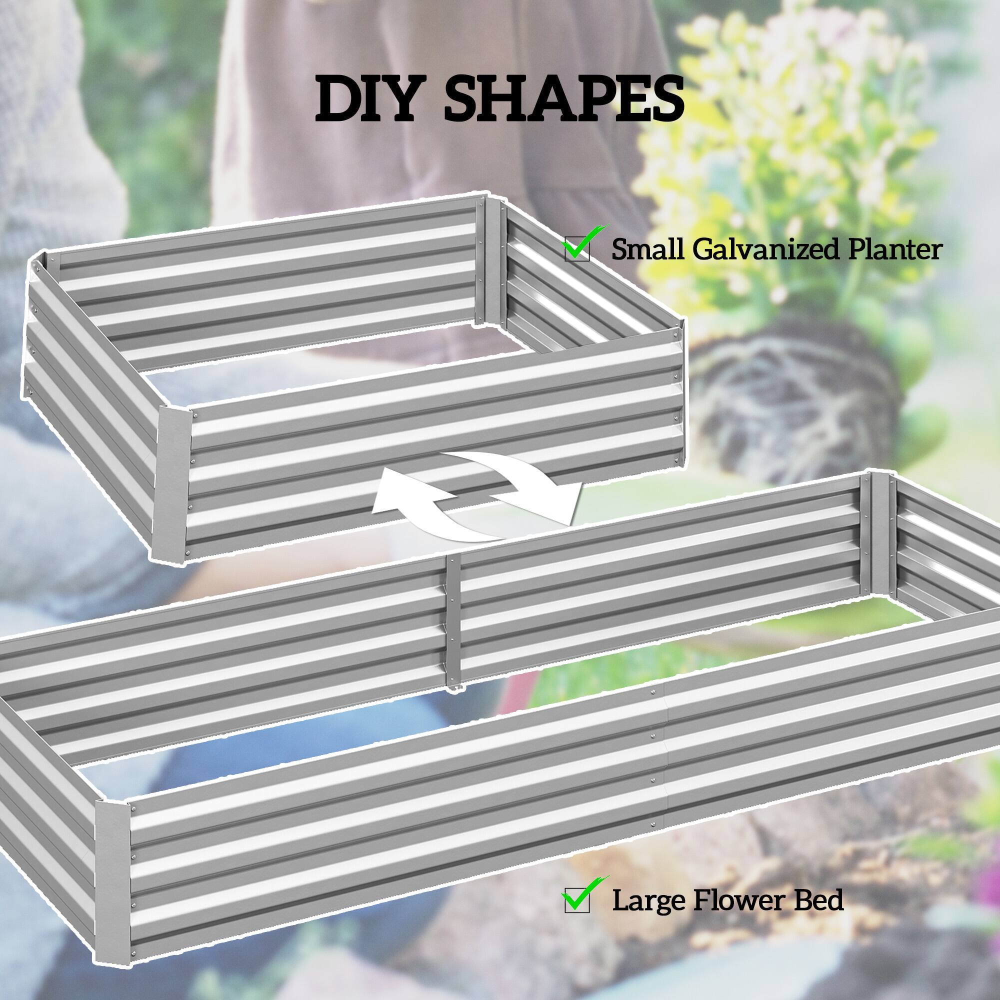 DIY SHAPES

- Small Galvanized Planter
- Large Flower Bed