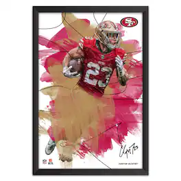 Sporticulture - Christian McCaffrey San Francisco 49ers 27" x 39" Brush Stroke Player Framed Art Print - Multicolor