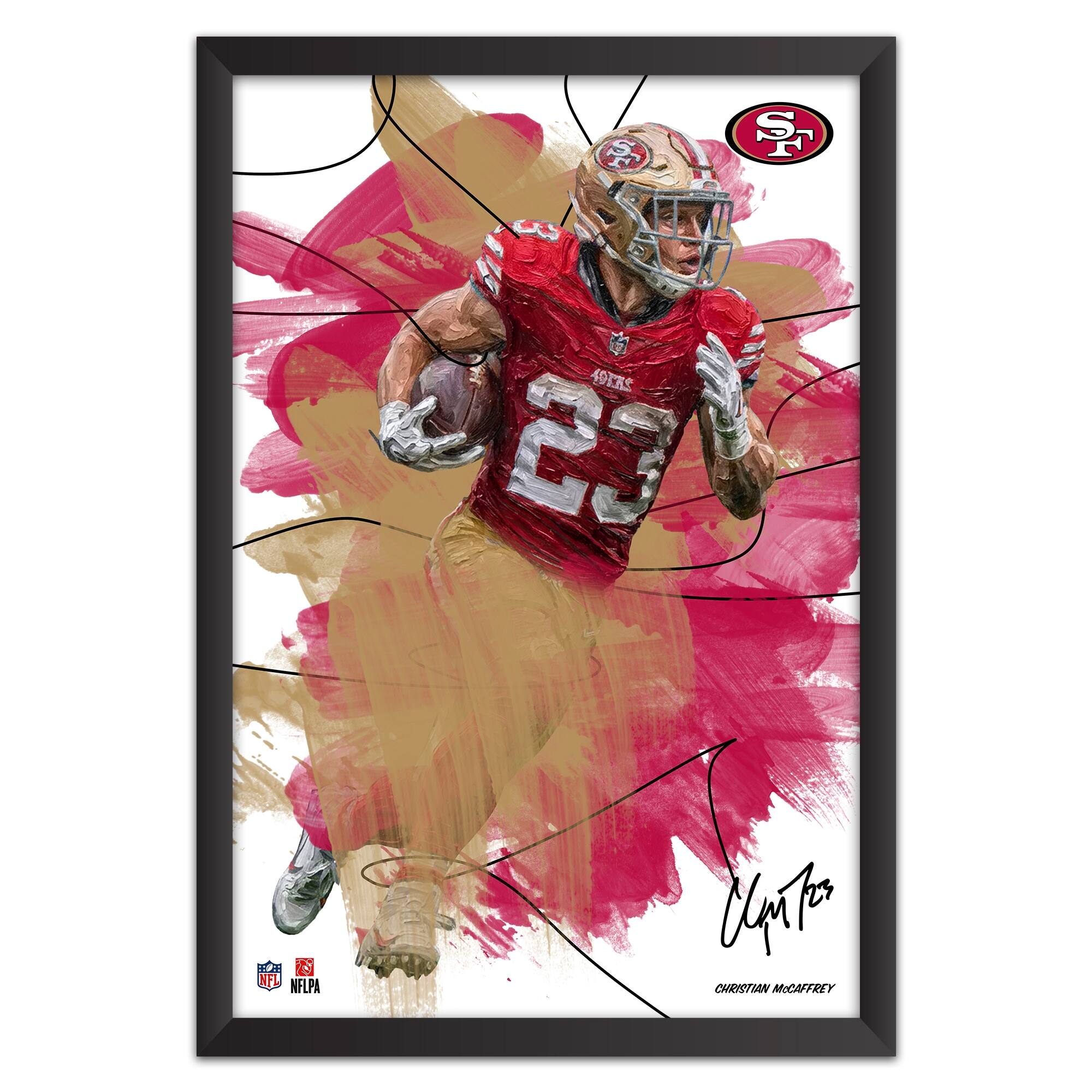 Christian McCaffrey San Francisco 49ers 27" x 39" Brush Stroke Player Framed Art Print
