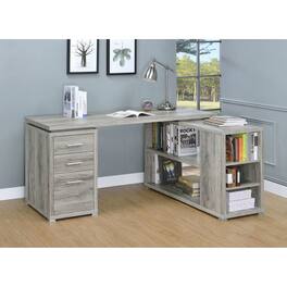 Tiramisubest - Grey 3-Drawer L-shape Computer Desk - Driftwood