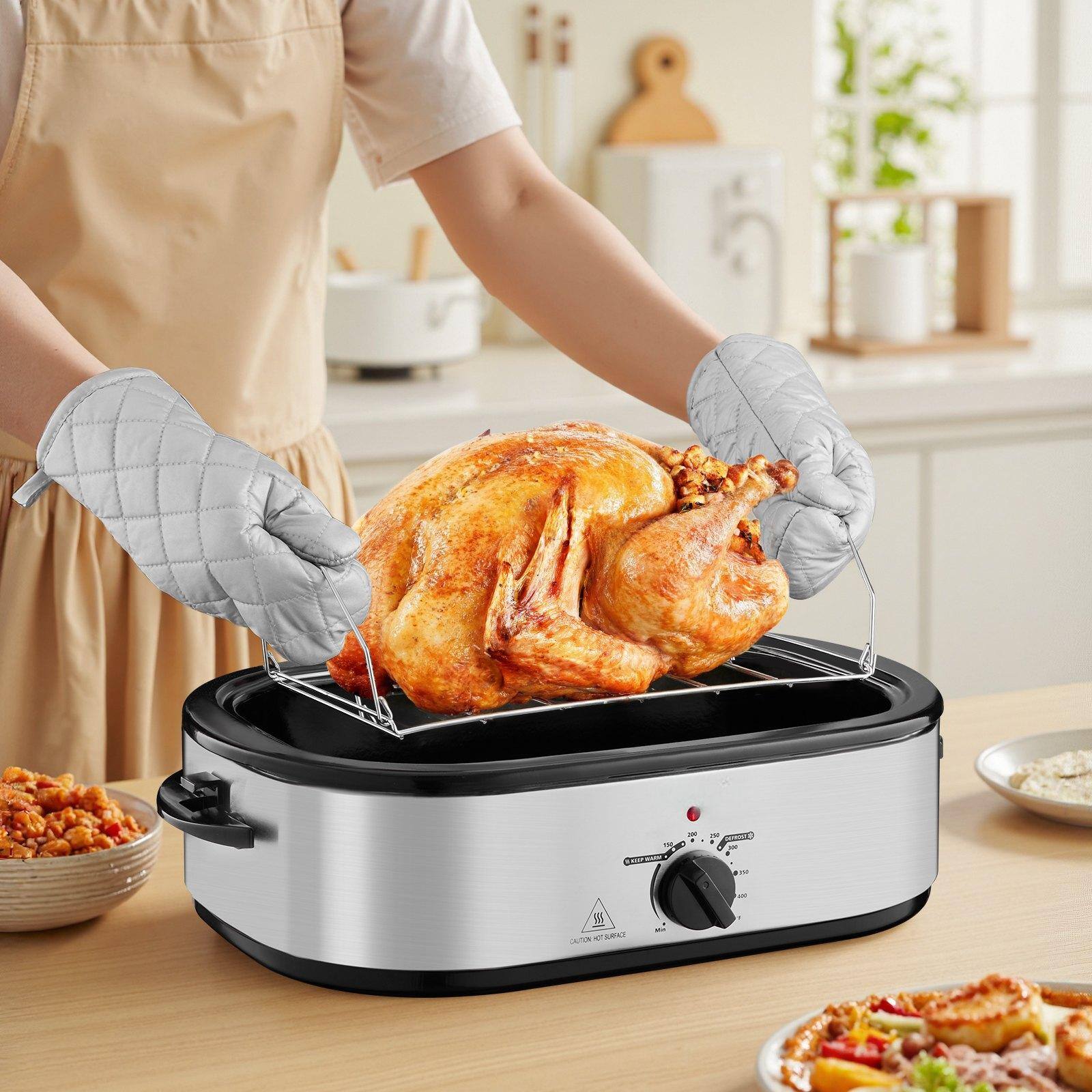 Alt View 1. Glintex - 14QT Roaster Oven Electric Turkey Roaster 150-450℉ Adjustable Temp with Self-Basting Lid and Rack - Silver.