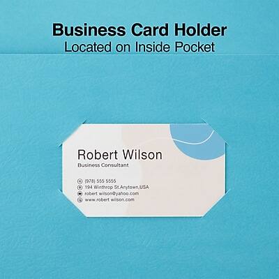 Business Card Holder  
Located on Inside Pocket  

Robert Wilson  
Business Consultant  

(978) 555-5555  
194 Winthrop St, Anytown, USA  
robert.wilson@yahoo.com  
www.robertwilson.com