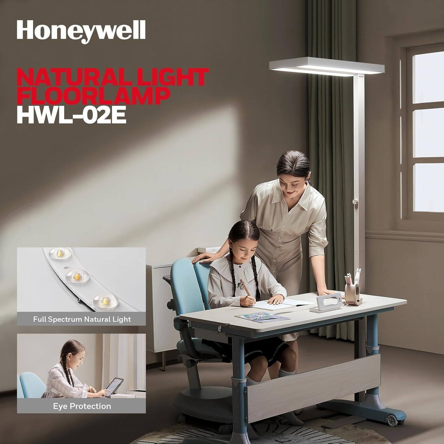 Honeywell Sunturalux™ 02E Modern LED Floor Lamp, 60W/6000LM 4000K