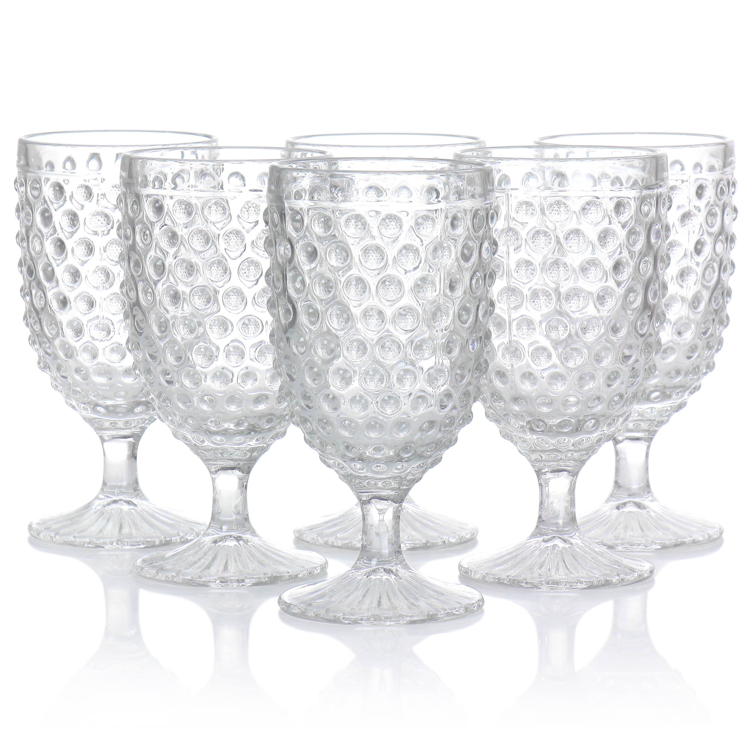 Alt View 5. Martha Stewart - Martha Stewart 6 Piece 14.2 Ounce Clear Glass Hobnail Goblet Drinkware Set - Clear.