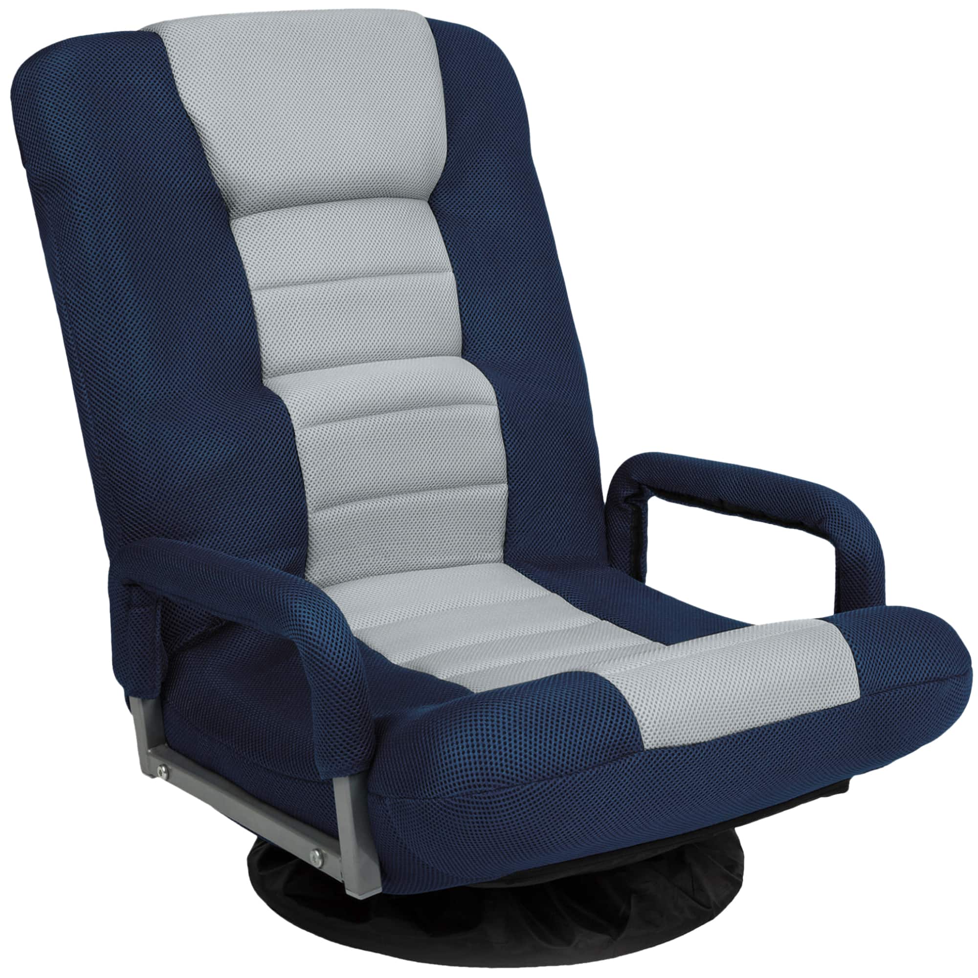 Best Choice Products - 360-Degree Swivel Gaming Floor Chair w/ Armrest Handles, Foldable Adjustable Backrest - Blue/Gray