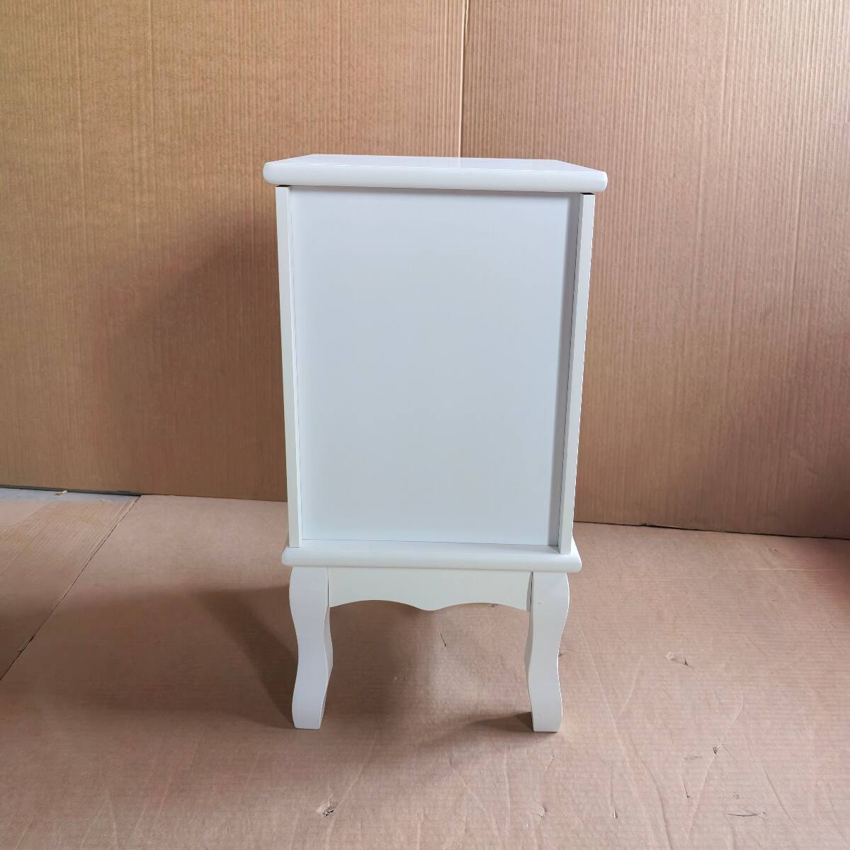 Alt View 10. Loheer - Loheer White Nightstand with 2 Drawers, French Country Bedside Table with Curved Legs - White.