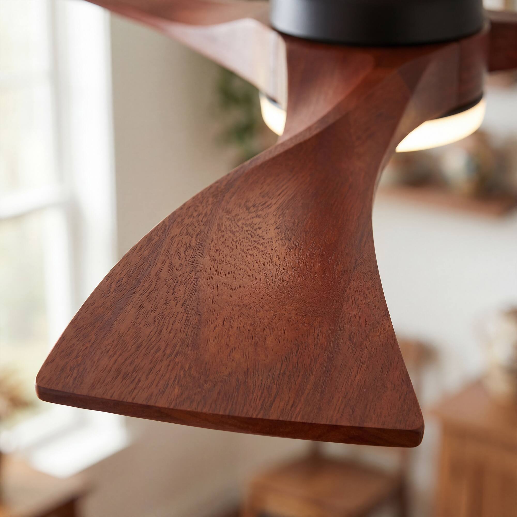 Alt View 2. Famapy - 42-Inch Walnut Wood Ceiling Fan with Light - Smart APP & Remote Control, Reversible DC Motor for Bedroom,Living Room - Wooden.