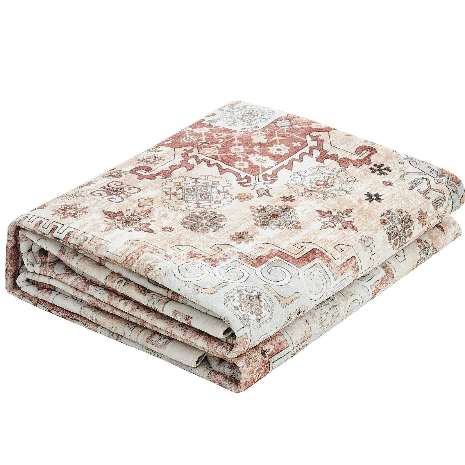 Alt View 5. VEVOR - Area Rug, 9 x 12 ft Large Washable Rug, Non-Slip and Tear-Resistant Soft Carpet, Pet & Child Friendly Vintage Area Rugs - Brown Red.