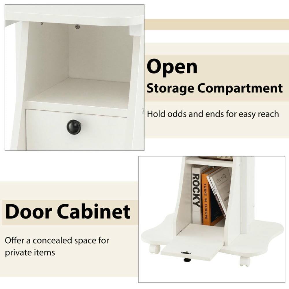 Open Storage Compartment  
Hold odds and ends for easy reach  

Door Cabinet  
Offer a concealed space for private items