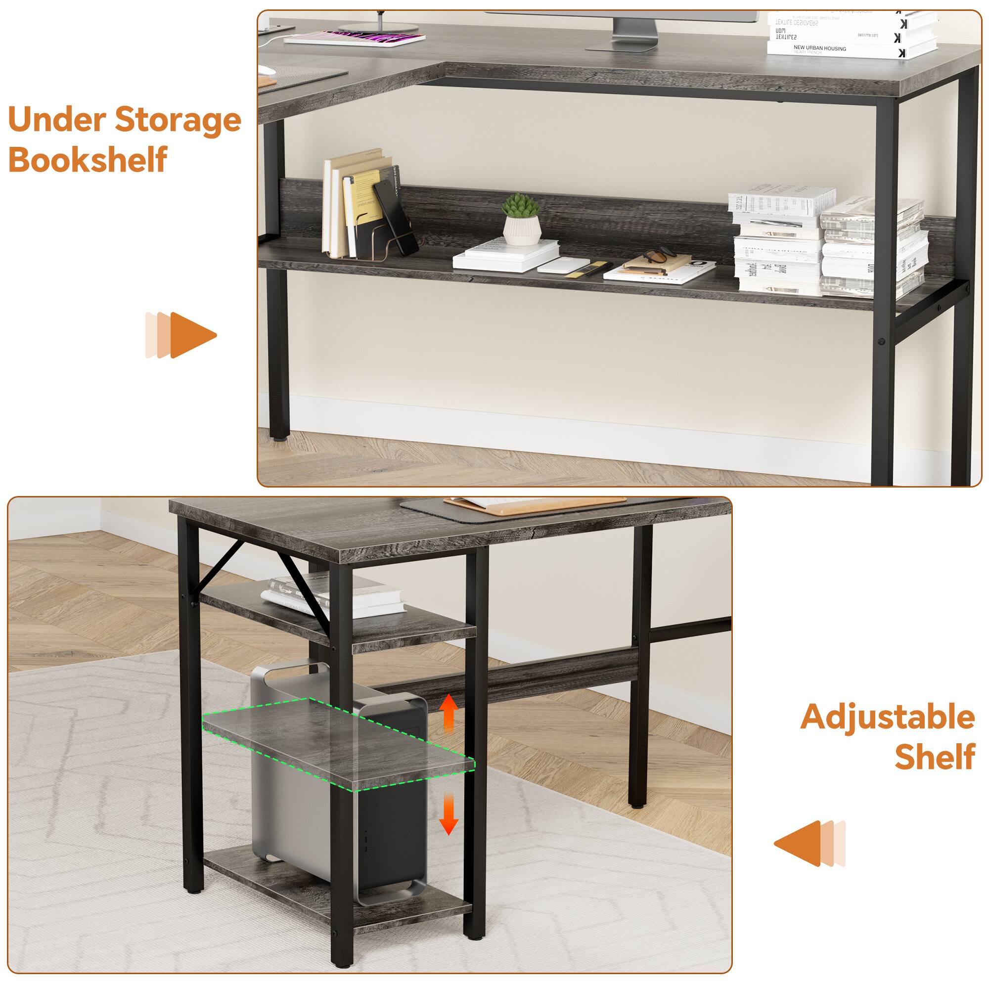 1. Under Storage Bookshelf
2. Adjustable Shelf