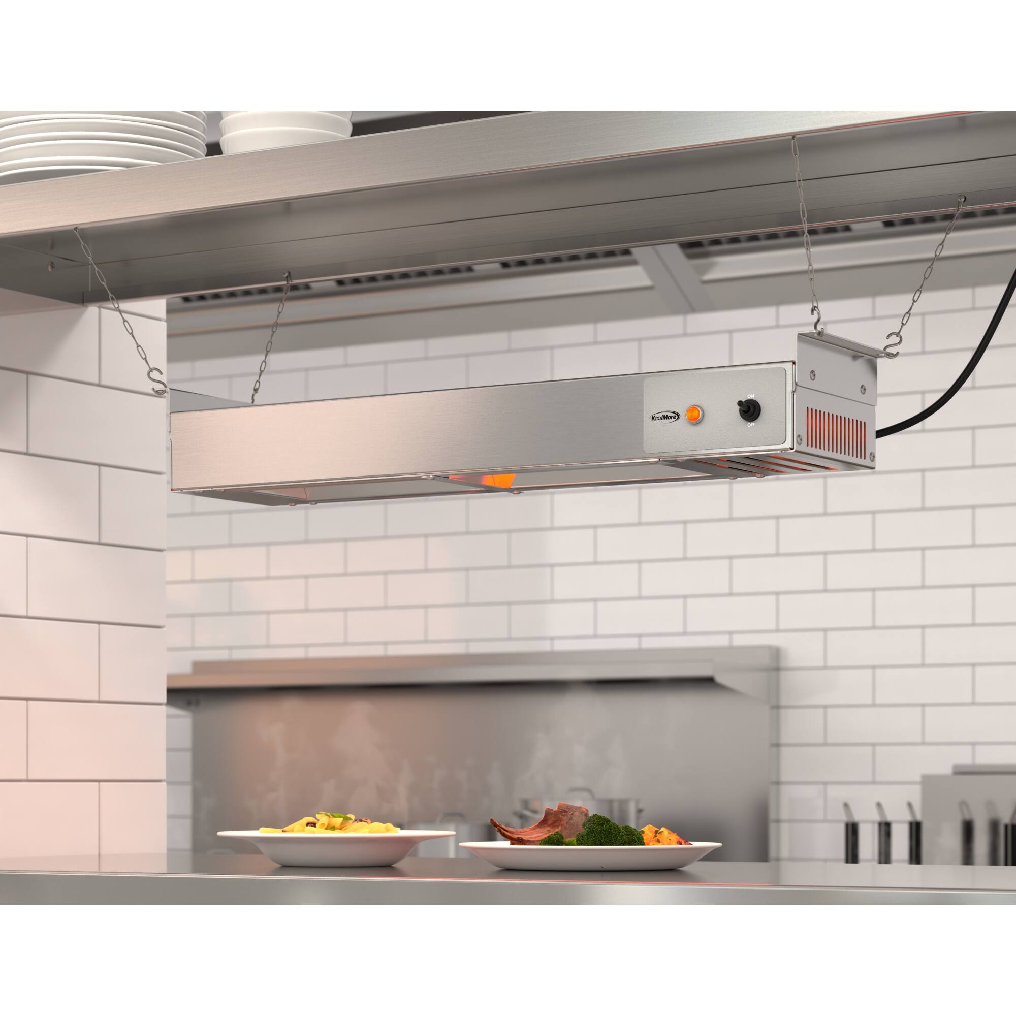 Back. Koolmore - 24 in. High Wattage Commercial Food Strip Warmer with Toggle Controls and Cord - 120V, 500W, UL Listed - Silver.