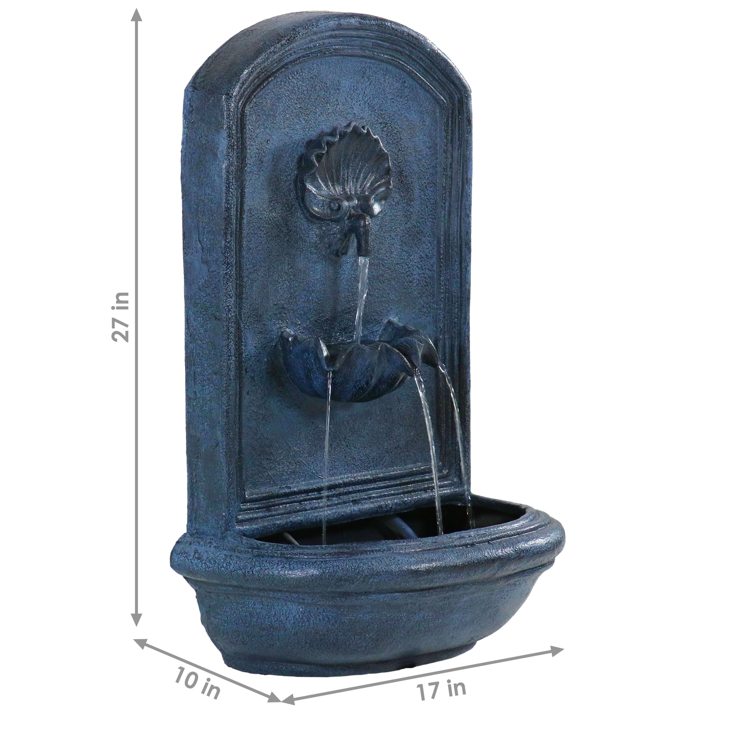 Alt View 2. Sunnydaze - Seaside Polystone Outdoor Wall Fountain - Lead.