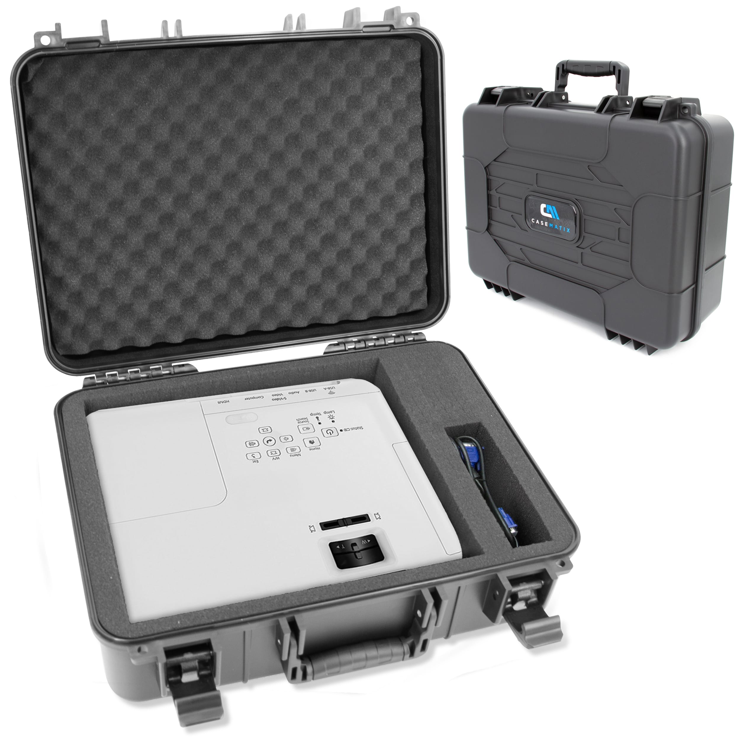 CASEMATIX - Projector Case for Epson PowerLite Home Cinema, Hard Shell Travel Case, Fits Projectors Up to 14.5" x 10.5" x 4.5"