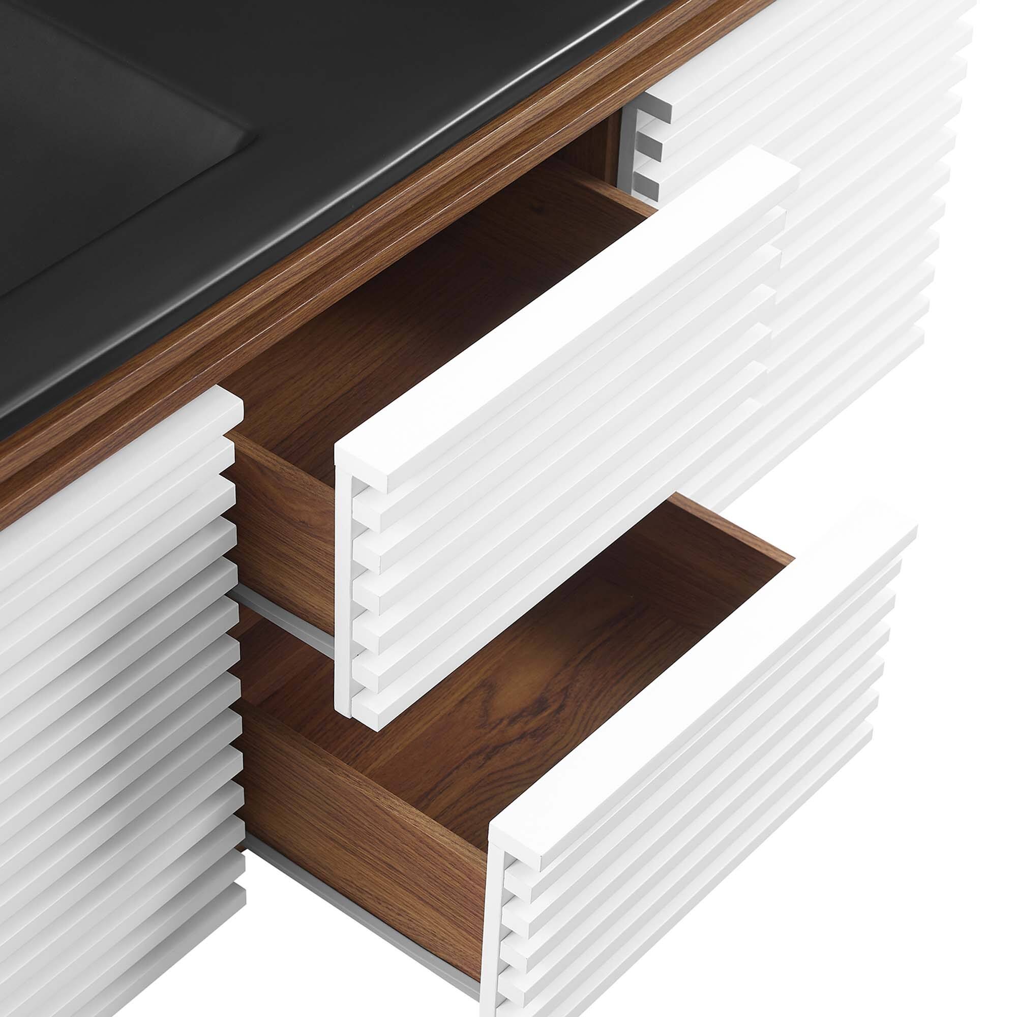 Alt View 6. Modway - Render 48" Wall-Mount Bathroom Vanity Basin Included by Modway - White Walnut Black.