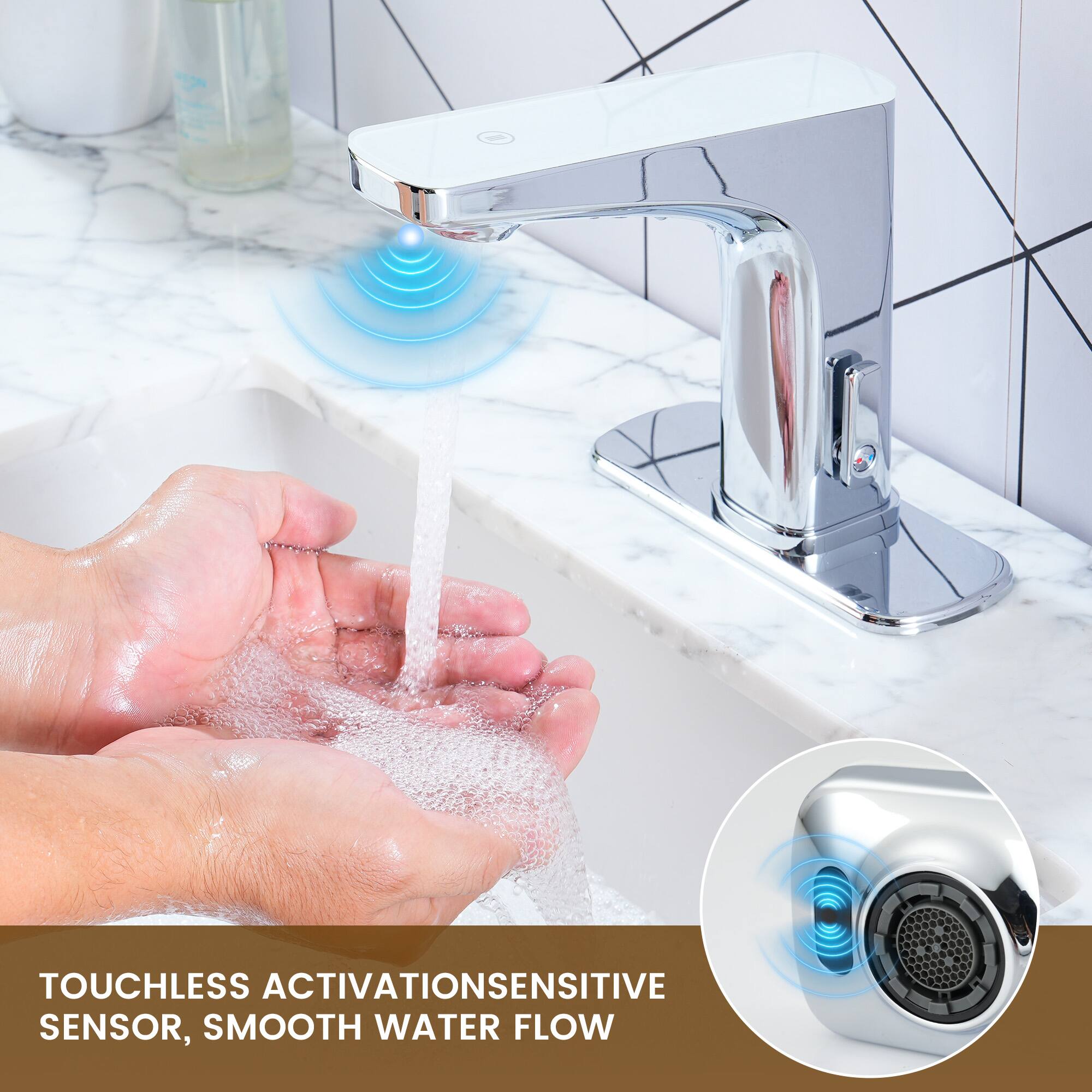 TOUCHLESS ACTIVATION SENSITIVE SENSOR, SMOOTH WATER FLOW