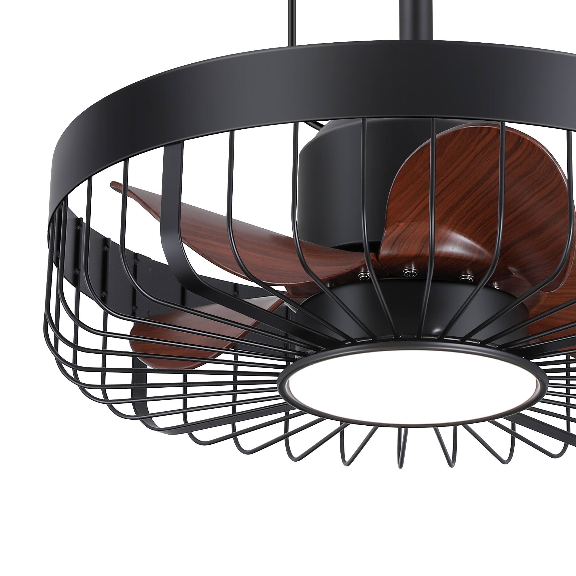 Alt View 10. Breezary - 19" Outdoor Waterproof Ceiling Fan with Gazebo Light, DC Motor, Remote, Reversible ABS Blades, Wet/Damp Rated, Patio Use - Black Frame+ Dark Walnut(Plug-in).