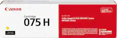 Canon
Cartridge 075 H
Yellow / Jaune
Amarillo / Amarelo
For: Pour: Para:
Color imageCLASS LBP640C Series
MF660C Series
For optimum print quality, we recommend using genuine Canon toner cartridges. / Pour une qualité d'impression optimale, nous recommandons d'utiliser des cartouches toner Canon authentiques. / Para una calidad de impresión óptima, le recomendamos utilizar cartuchos de toner Canon originales. / Para uma melhor qualidade de impressão, recomendamos que se utilizem cartuchos de toner Canon genuinos.
CANON
GENUINE
TONER, CARTRIDGE & PARTS
High Capacity