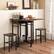 Angle. Costway - 3 PCS Rolling Dining Table Set Extendable Kitchen Table 2 Stools with Wine Rack Rustic Brown - Rustic Brown and Black.