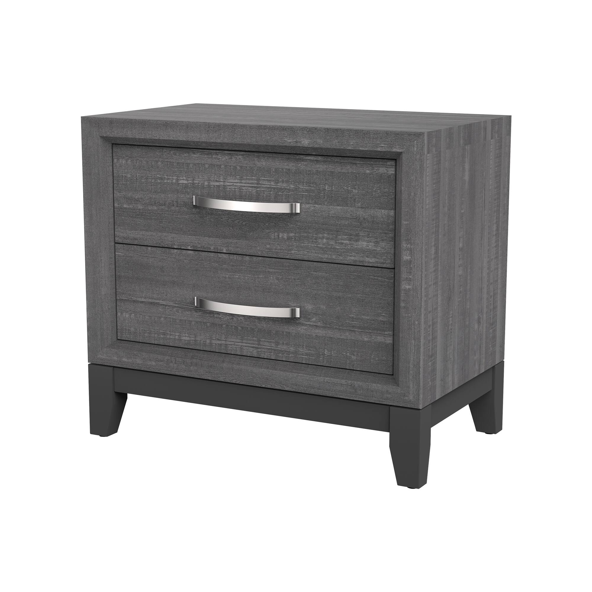 Alt View 1. Vaczon - Modern Nightstand Wood Night Stand with 2 Drawers Storage, Solid Wooden Legs for Bedroom, Closet - Gray.