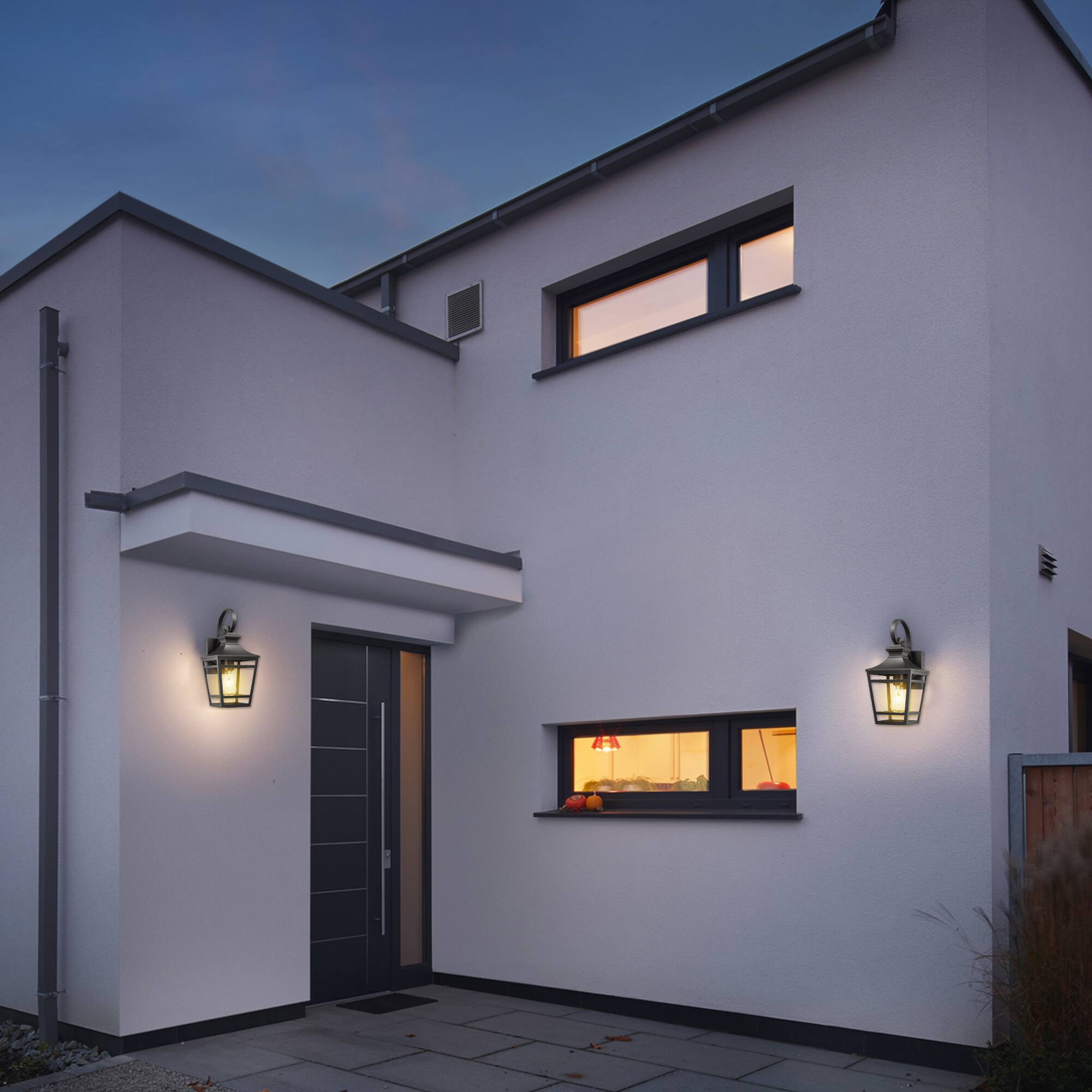 Back. Akoasm - Large Black Waterproof Outdoor Wall Lights Fixtures Wall Mount with Clear Glass for Patio Hallway Garage (1 pack).