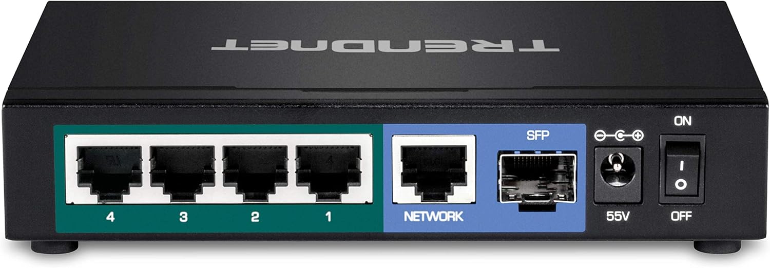 TRENDNET SFP - ON IE I O 4 3 2 1 NETWORK 55V OFF
