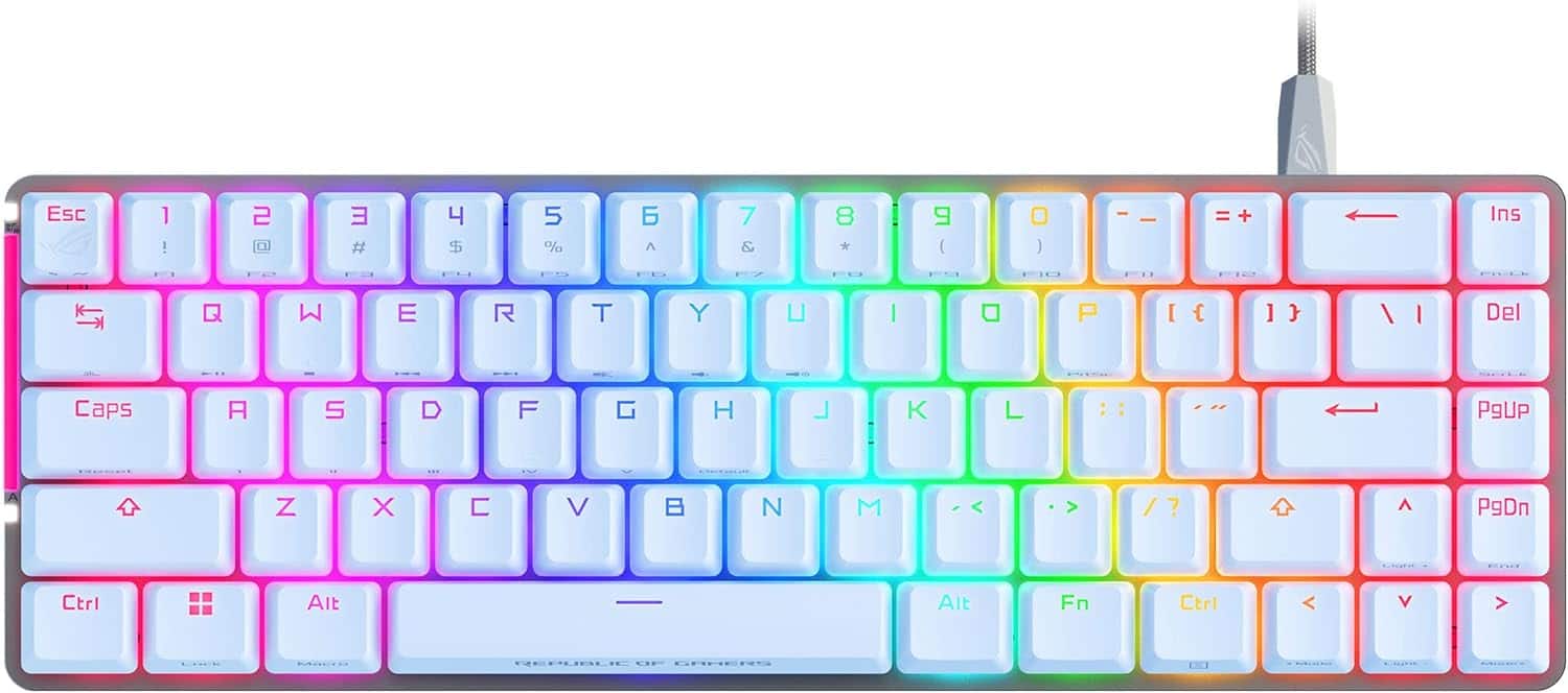 ASUS - ROG Falchion Ace 65% RGB Compact Gaming Mechanical Keyboard, Lubed ROG NX Red Switches & Switch Stabilizers, Sound-Dampe - White