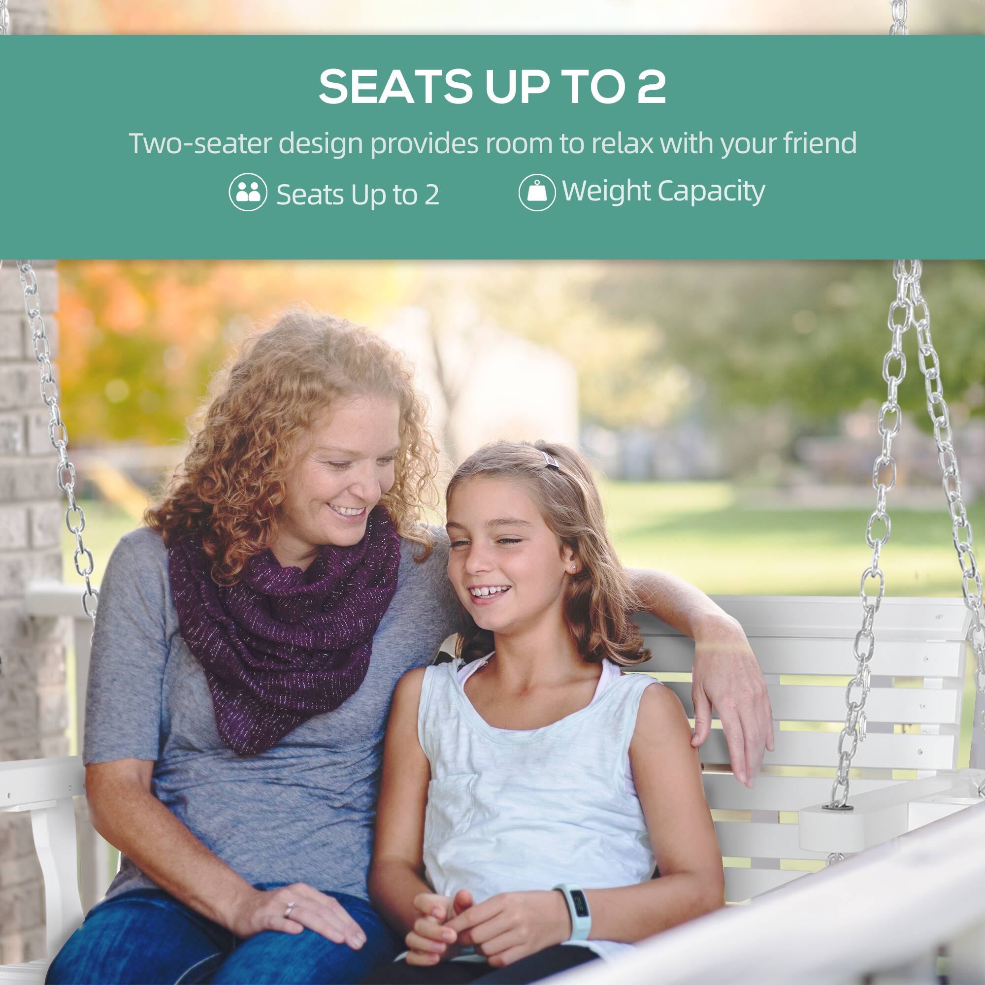 SEATS UP TO 2, Two-seater design provides room to relax with your friend, Seats Up to 2, Weight Capacity