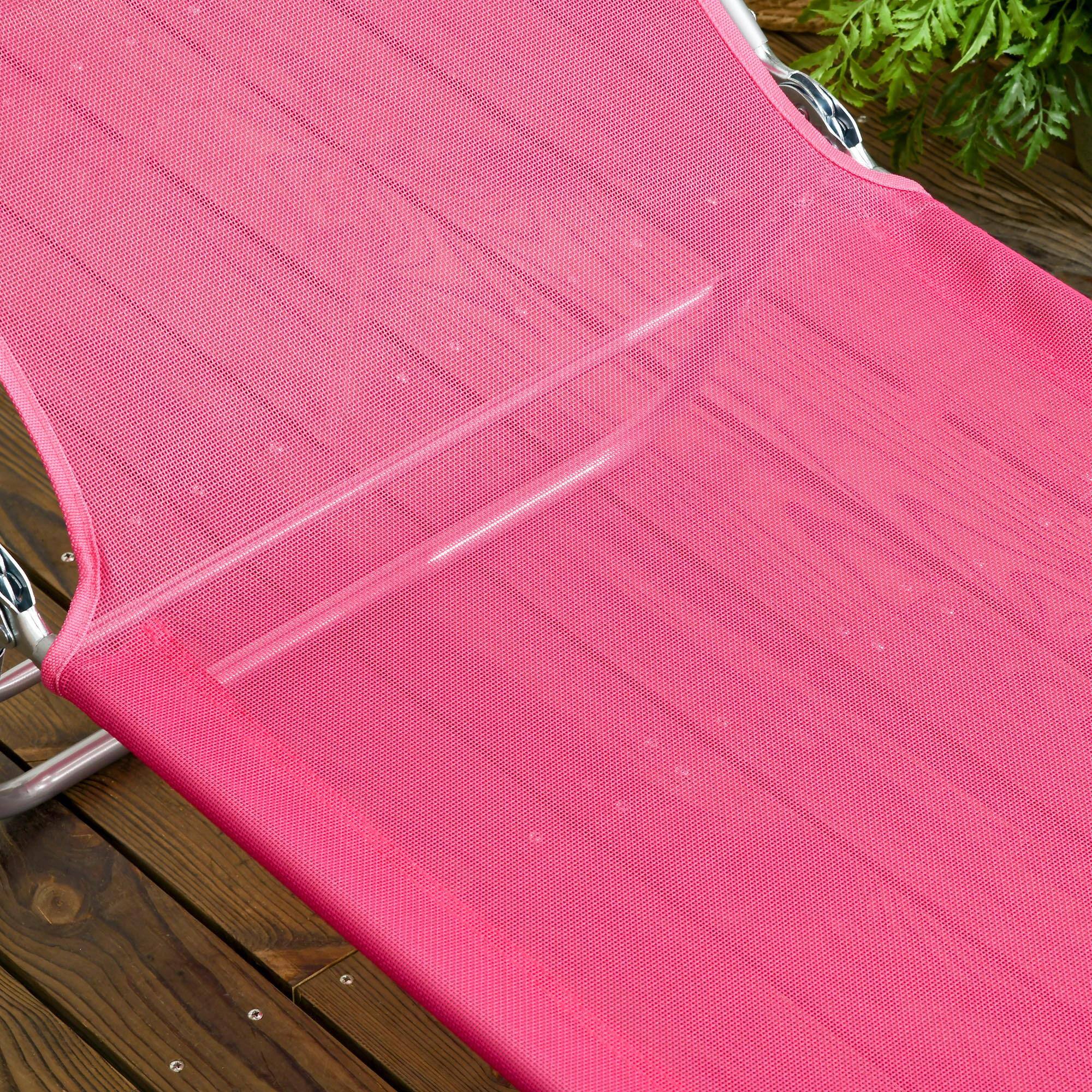 Alt View 2. Resenkos - ResenKos 2-Piece Foldable Premium Chaise Lounge Chairs , Reclining Sunbeds With Breathable Mesh Seating, Headrests, Pink - Pink.