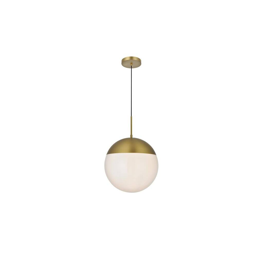 Alt View 1. Living District - Eclipse 14 Inch Pendant Frosted White Shade in Satin Gold - Satin Gold And Frosted White.