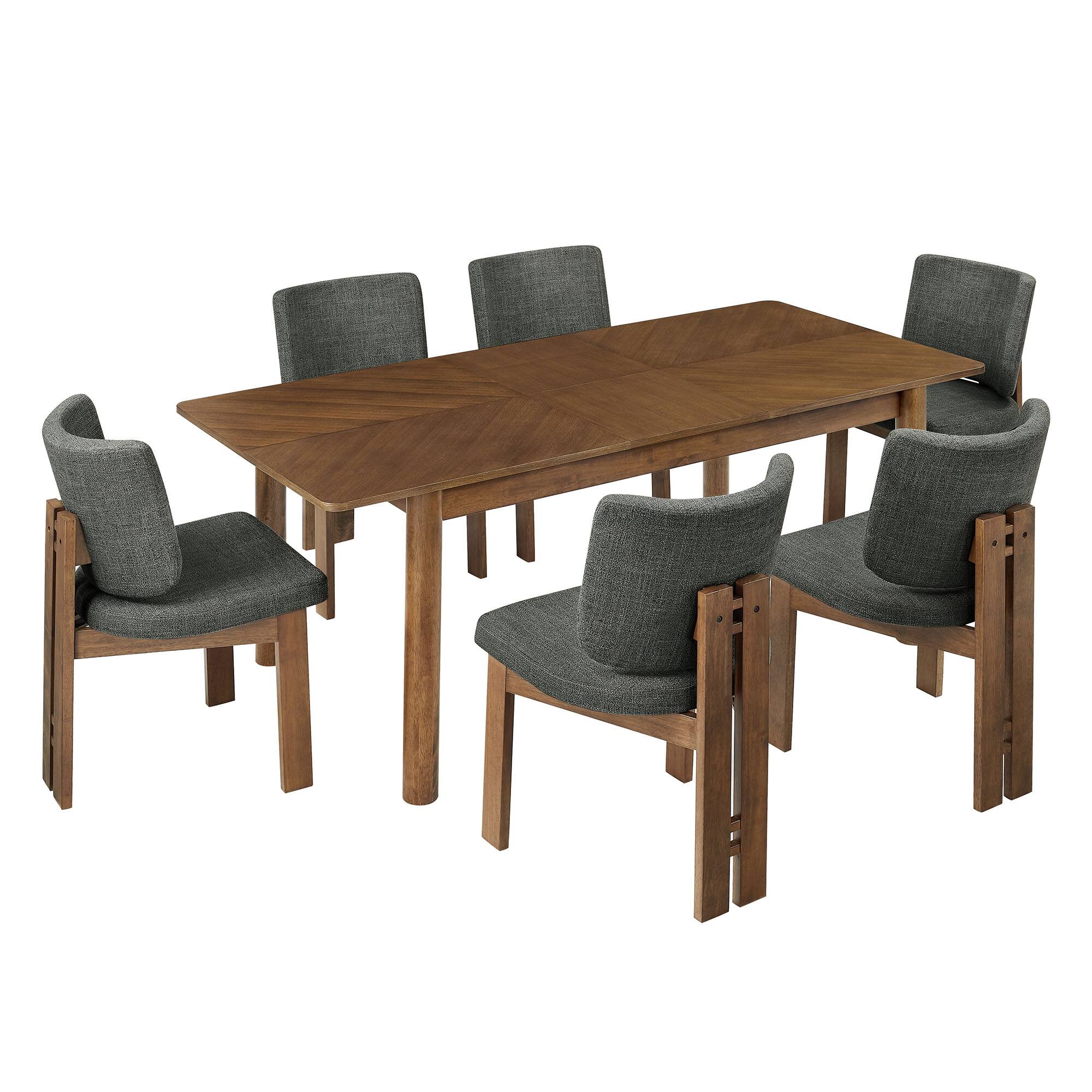 Angle. Modway - Alba 7-Piece Dining Set by Modway - Walnut Charcoal.