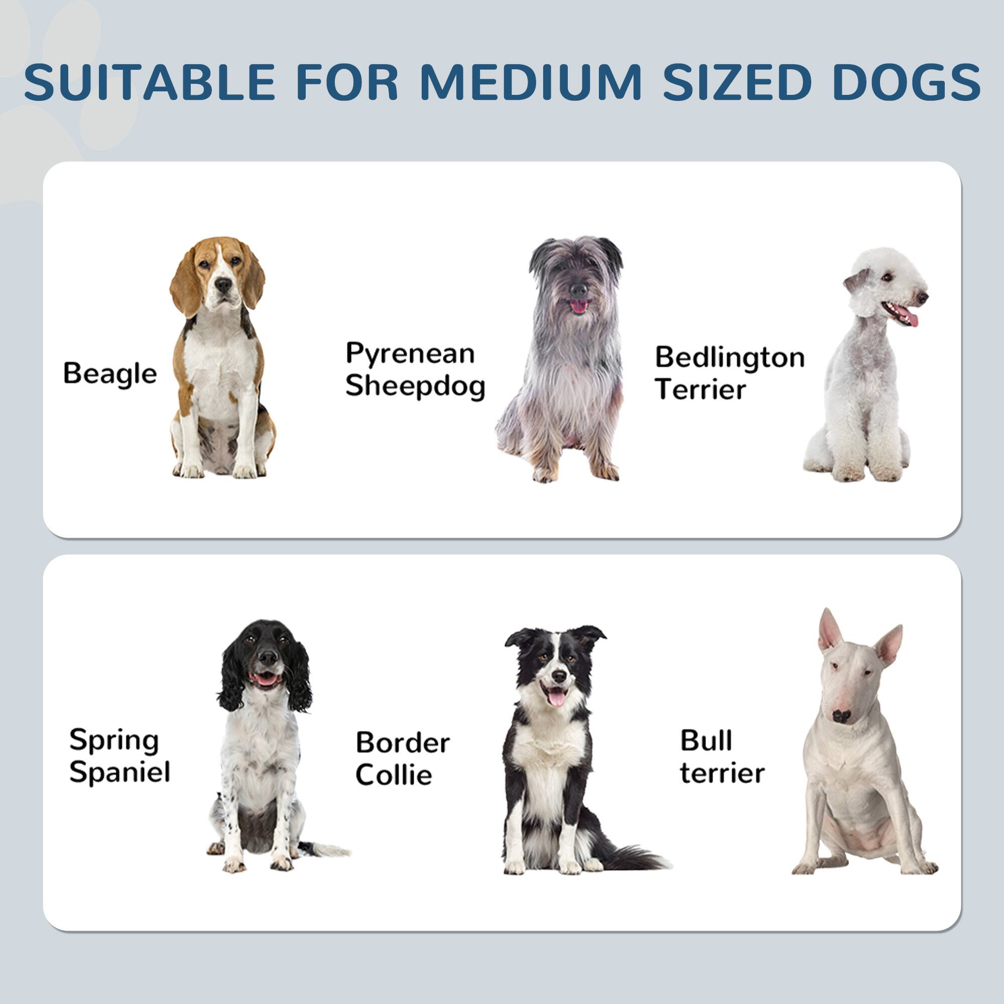 SUITABLE FOR MEDIUM SIZED DOGS

- Beagle
- Pyrenean Sheepdog
- Bedlington Terrier
- Spring Spaniel
- Border Collie
- Bull Terrier
