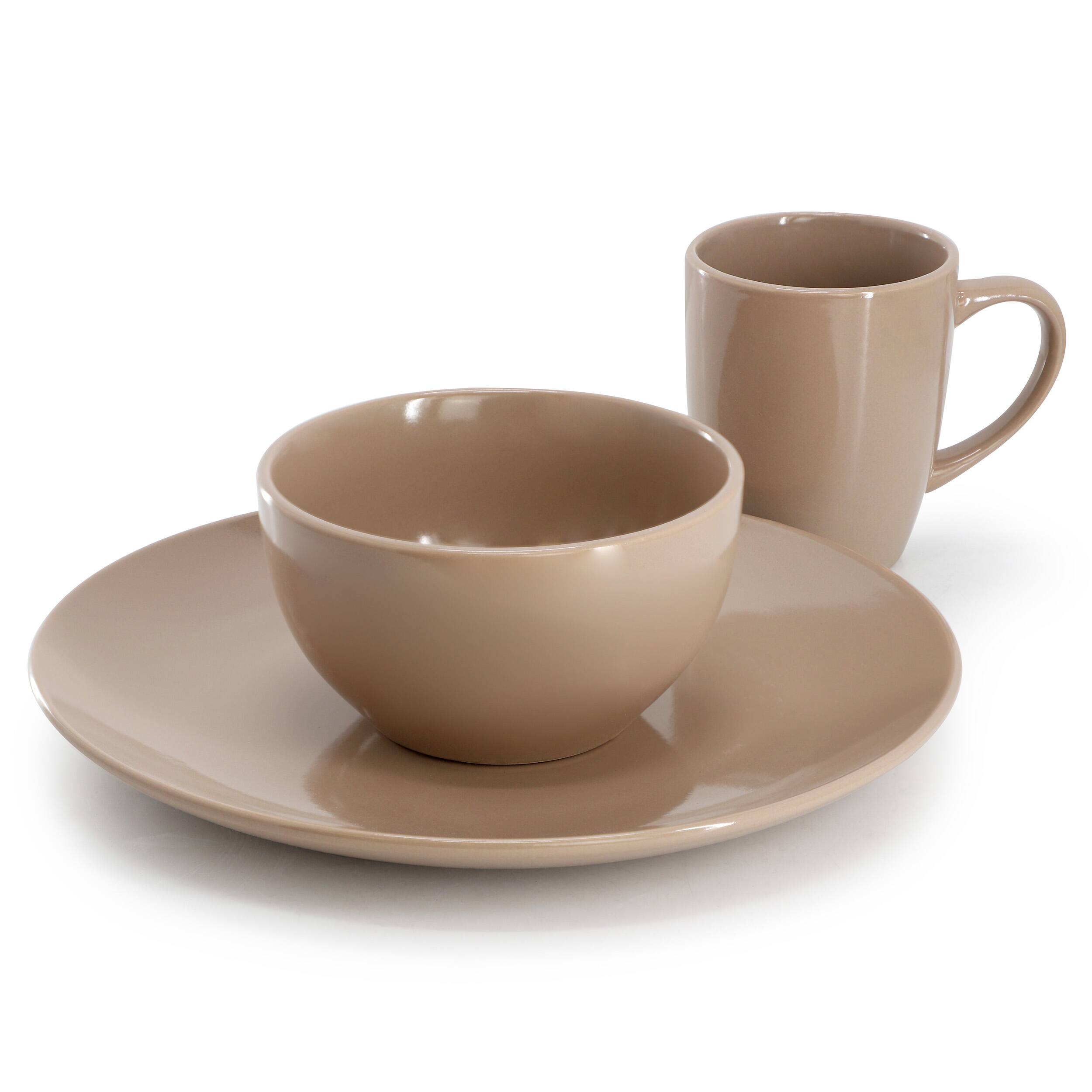Alt View 1. Gibson - Gibson Home Everyday Plus 12 Piece Stoneware Dinnerware Set in Mocha Brown - Mocha Brown.