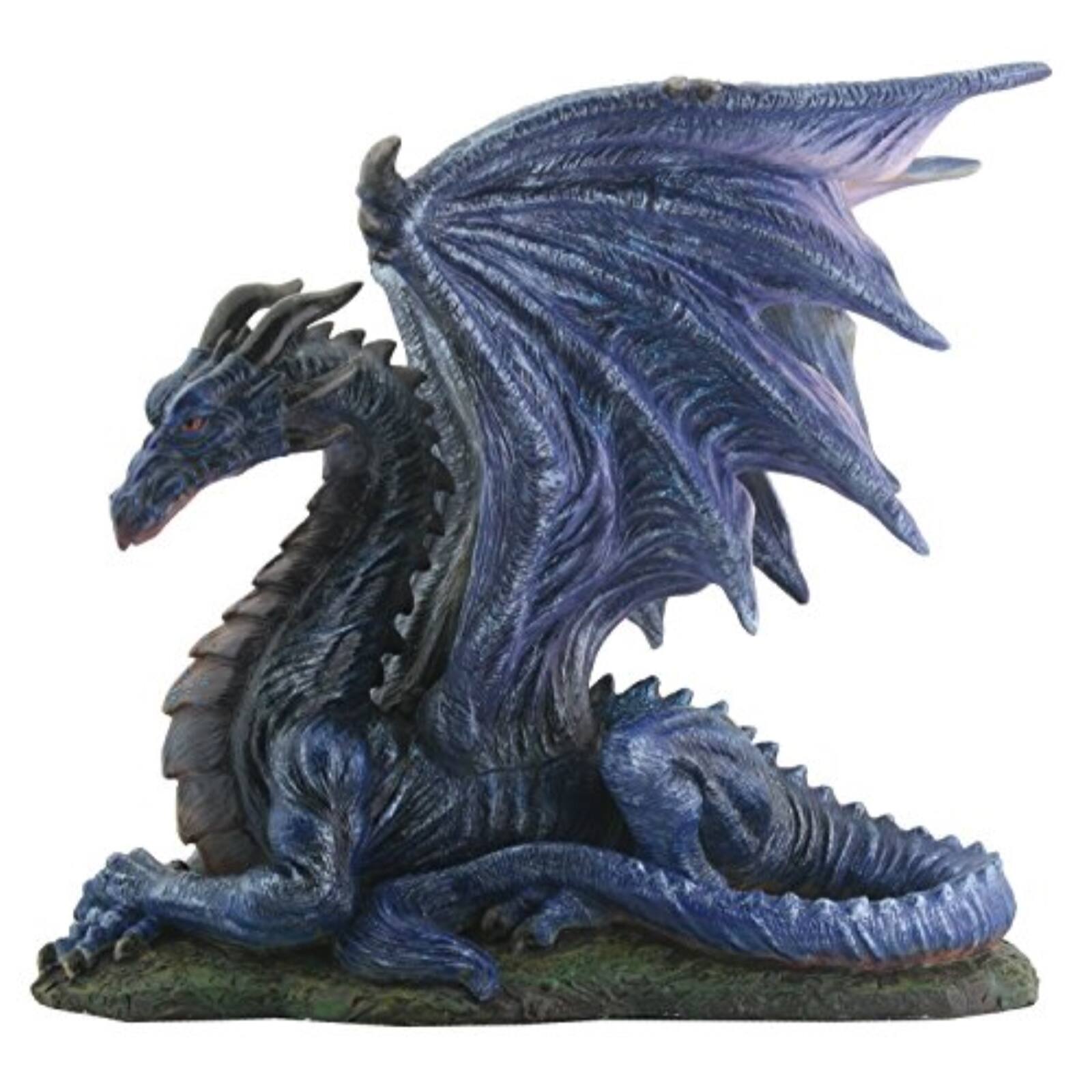 Front. Pacific Trading - Midnight Dragon Laying Down Figurine Display 7.25 inch - Black.