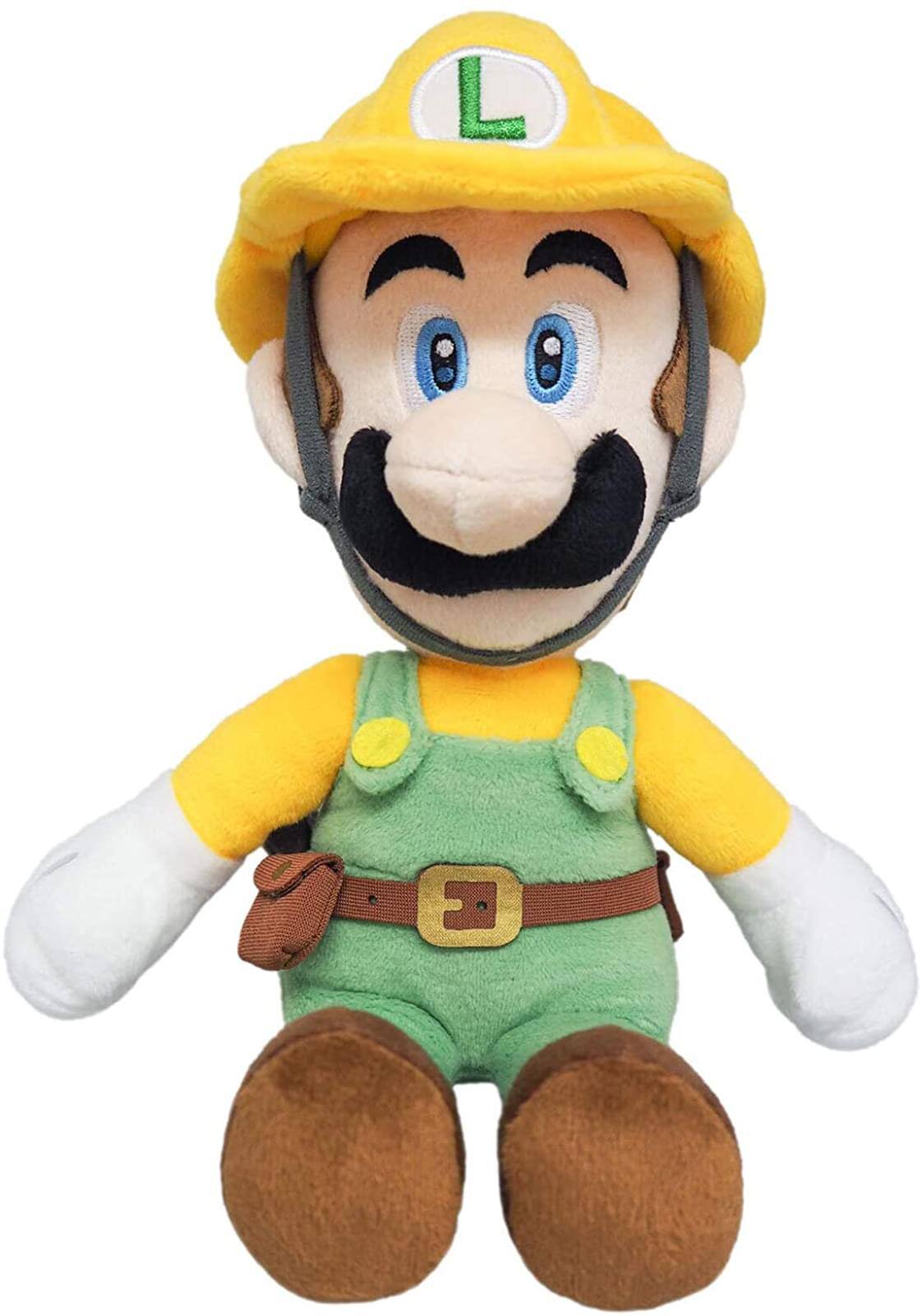 Front. Little Buddy - Super Mario All Star Collection 10 Inch Plush | Builder Luigi - Yellow.