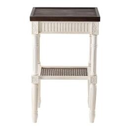 COZAYH - French Country Accent End Table, Wood Tray Top Side Table - Brown & White