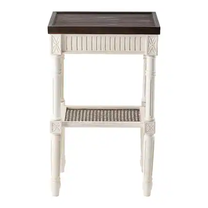 Front. COZAYH - COZAYH French Country Accent End Table, Wood Tray Top Side Table, Brown & White - Brown & White.