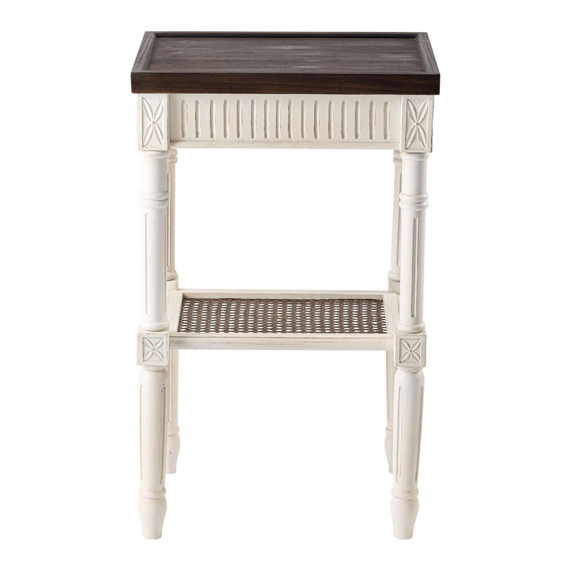 Front. COZAYH - COZAYH French Country Accent End Table, Wood Tray Top Side Table, Brown & White - Brown & White.