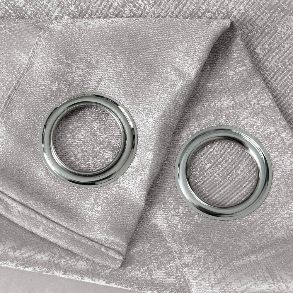 Left. Olivia Gray - Oliva Gray Nora Embossed Blackout Grommet Panel - 52x90" Silver - Silver.