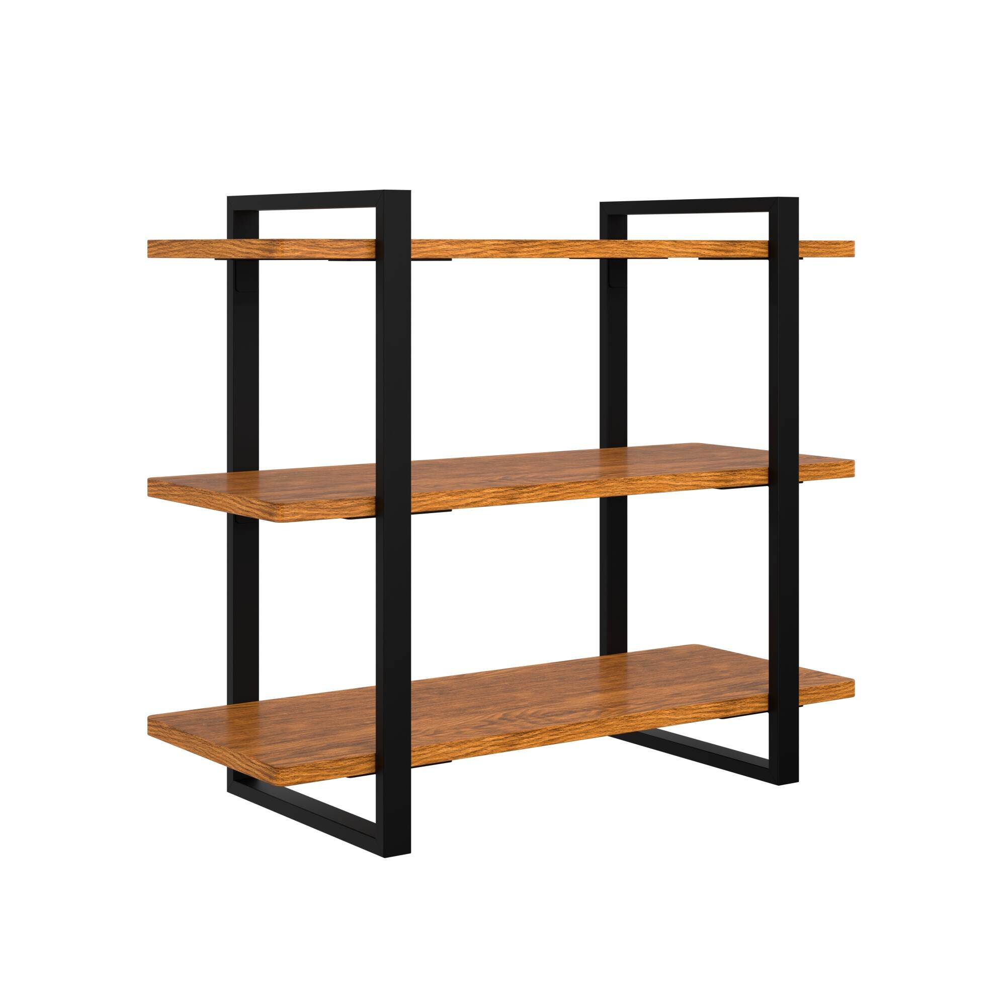 Alt View 4. Koolmore - 28 In. 3-Tier Supermarket Wooden Display Rack (KM-SDW-3ROP) - Dark Wood Grain.