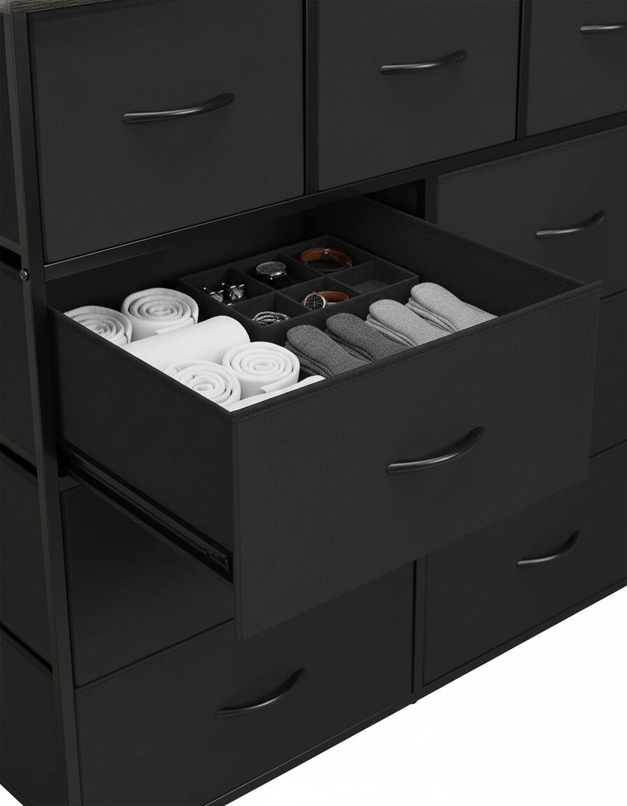 Left. AOITUN - Dresser Bedroom 9 Storage Drawers Tall for College Dorm - Organize with Ease - Black.