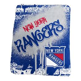 Logo Brands - New York Rangers 50" x 60" Classic Graffiti Fleece Throw Blanket - Royal