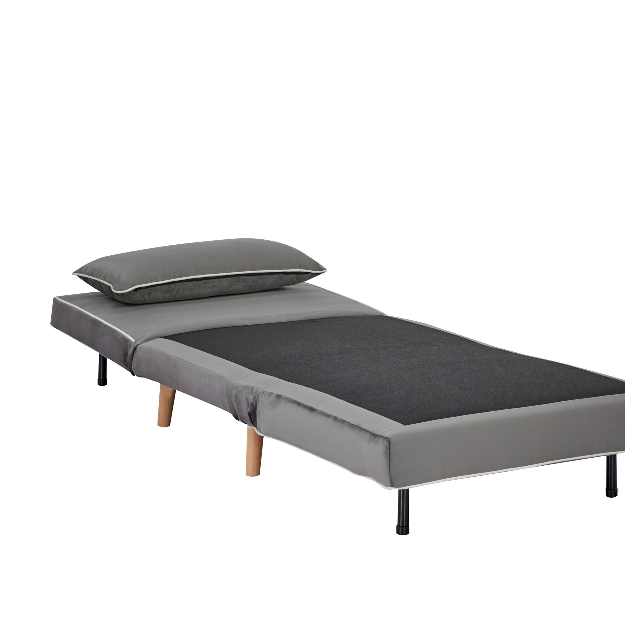 Alt View 8. GOODSILO - Modern Velvet Foldable Sleeper Chair with Adjustable Backrest - Converts to Bed in Seconds - Grey.