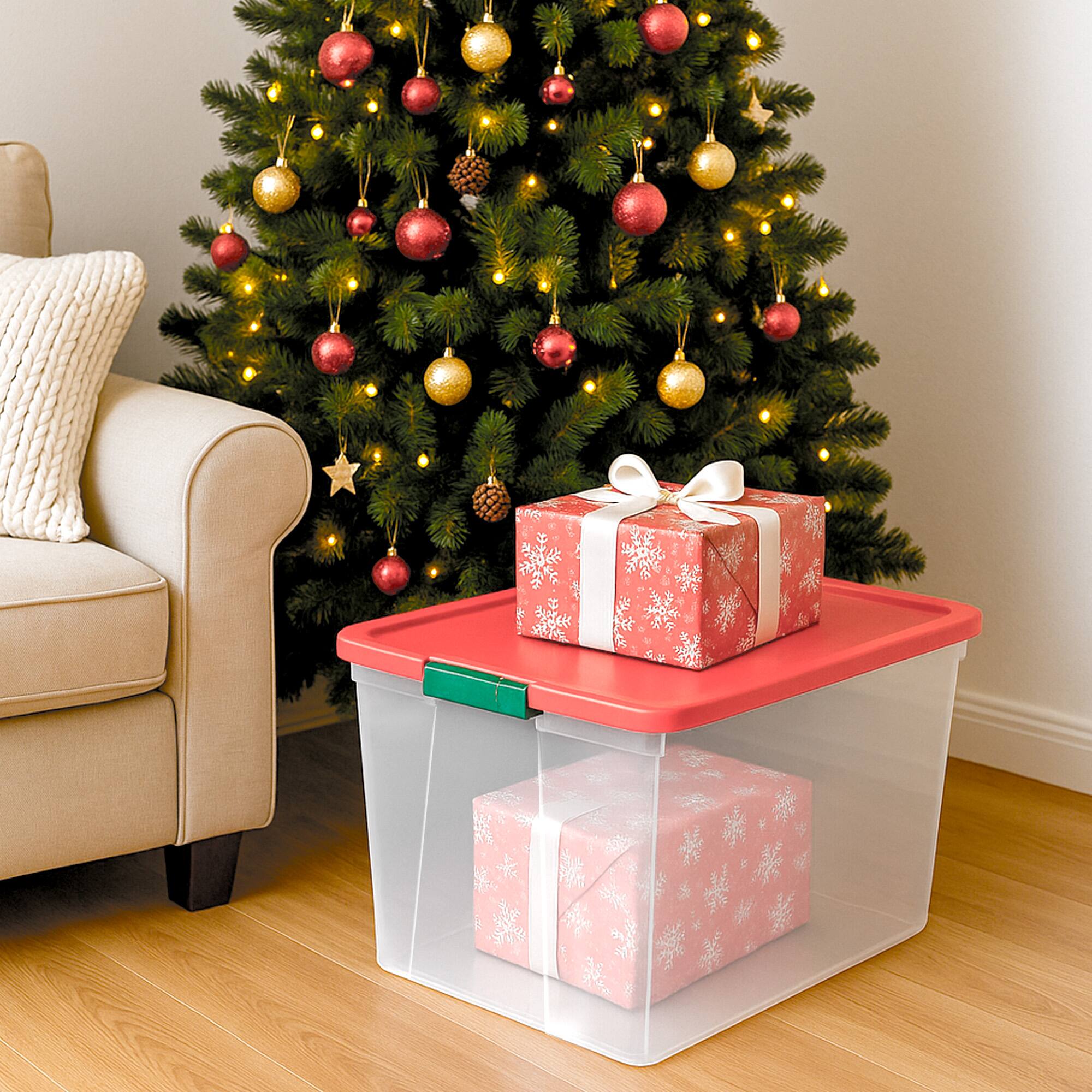 Alt View 7. Homz - Homz 64 Qt Secure Latch Clear Plastic Storage Container Bin w/ Red Lid, 4 Pack - Red Lid.