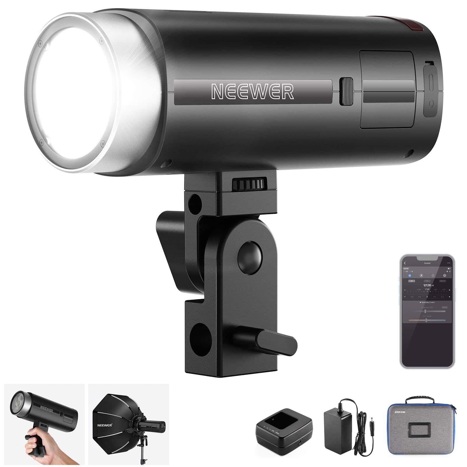 Neewer - 200Ws TTL Outdoor Flash - APP/2.4G Control with HSS, Battery Powered for Studio & Location
