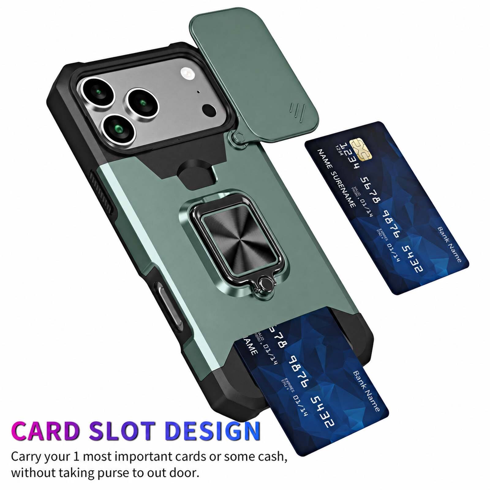 1234 1234  
NAME SURNAME  
5678 03/14  
9876 / 5432  
Bank Name  

AMEX  
MR =78 01/14  
ERUY EXROES  
9876 / 5432  

CARD SLOT DESIGN  
Carry your 1 most important cards or some cash, without taking purse to out door.