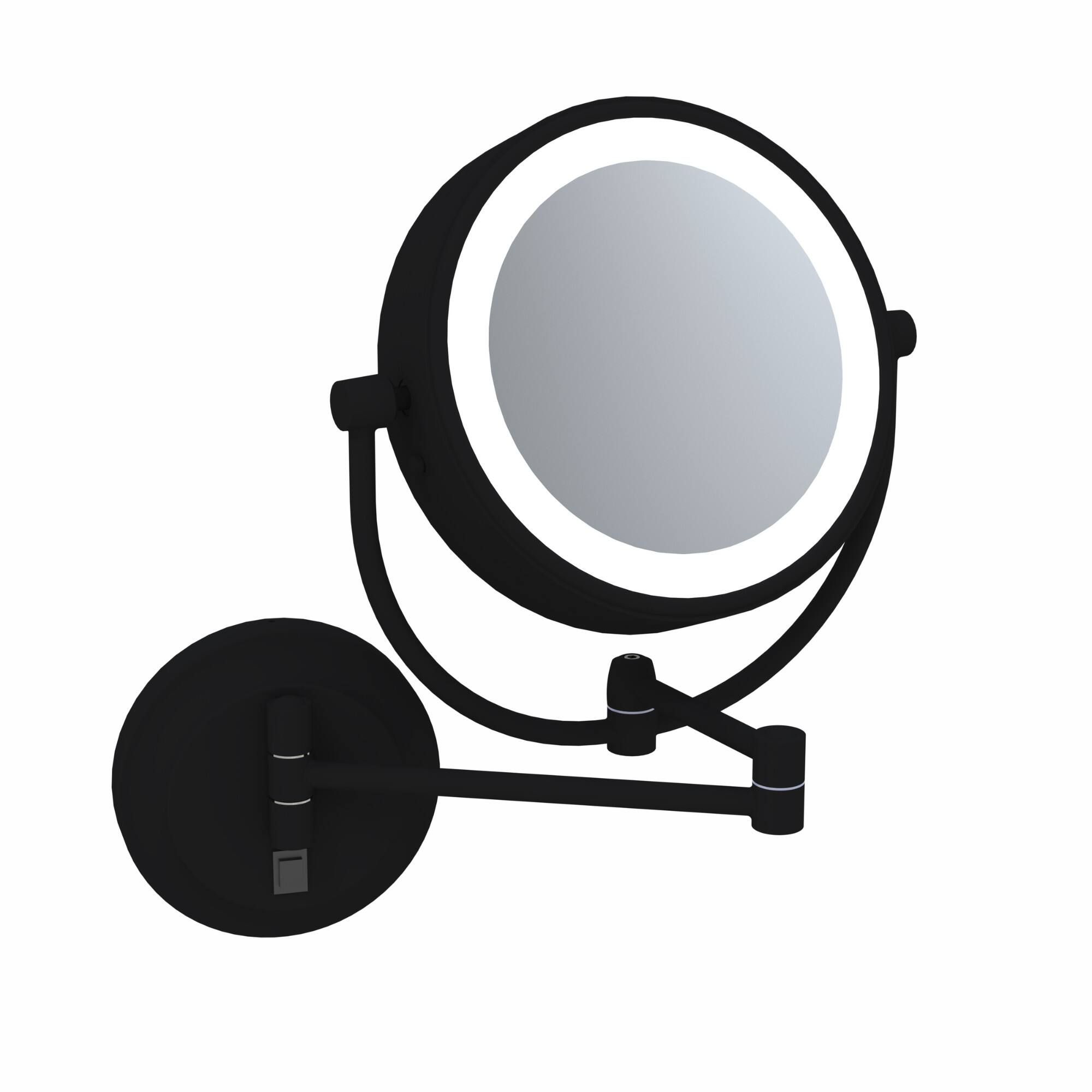 Front. Aptations - Aptations 9" LED Round Wall Mirror - 1X & 5X Magnification - Matte Black.