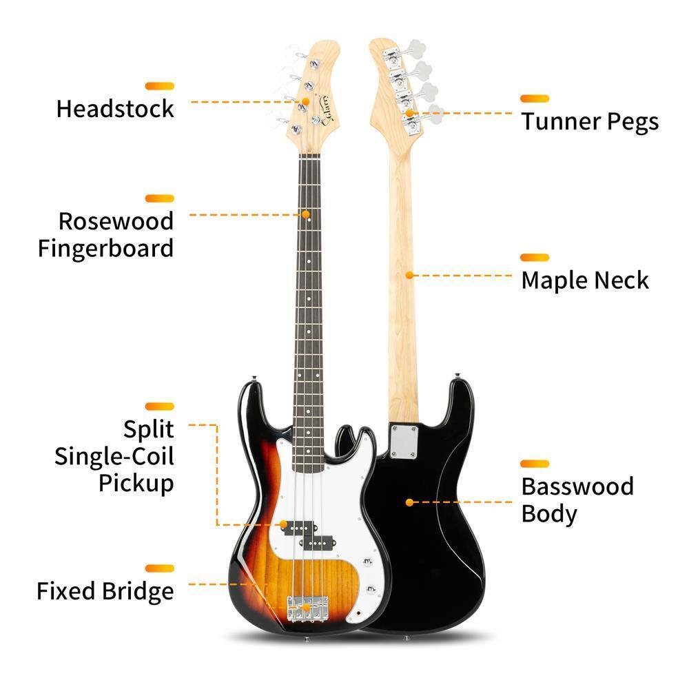 Headstock Tuner Pegs Rosewood Fingerboard Maple Neck Split Single-Coil Pickup Basswood Body Fixed Bridge